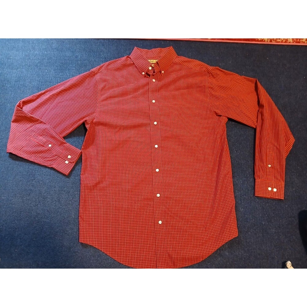 Gold Label Roundtree & Yorke Men's Long Sleeve Red Button Down Dress Shirt LT